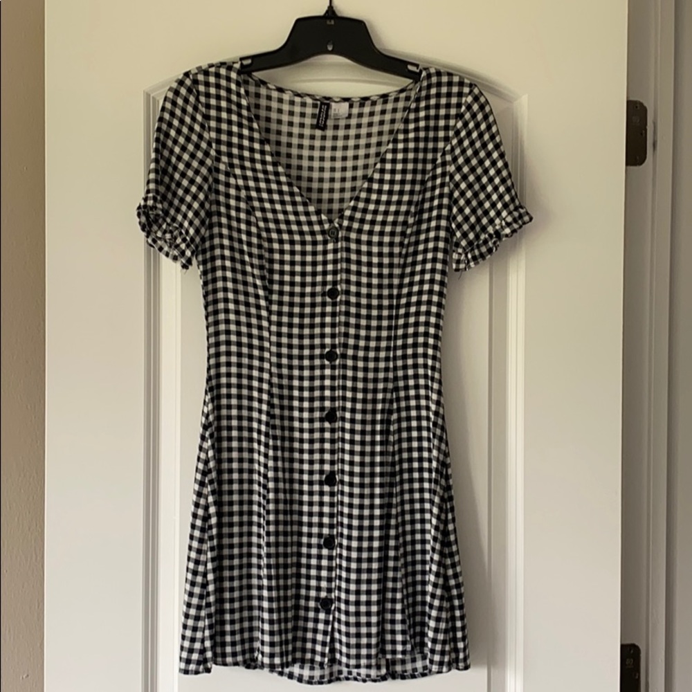 H&M Black and White Checkered Dress